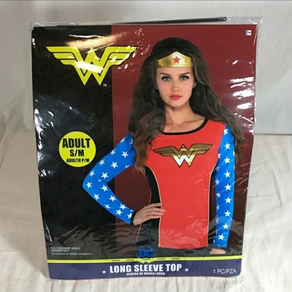 NWT DC Comics Wonder Woman Adult Halloween Costume Long Sleeve Top S/M - Picture 3 of 4